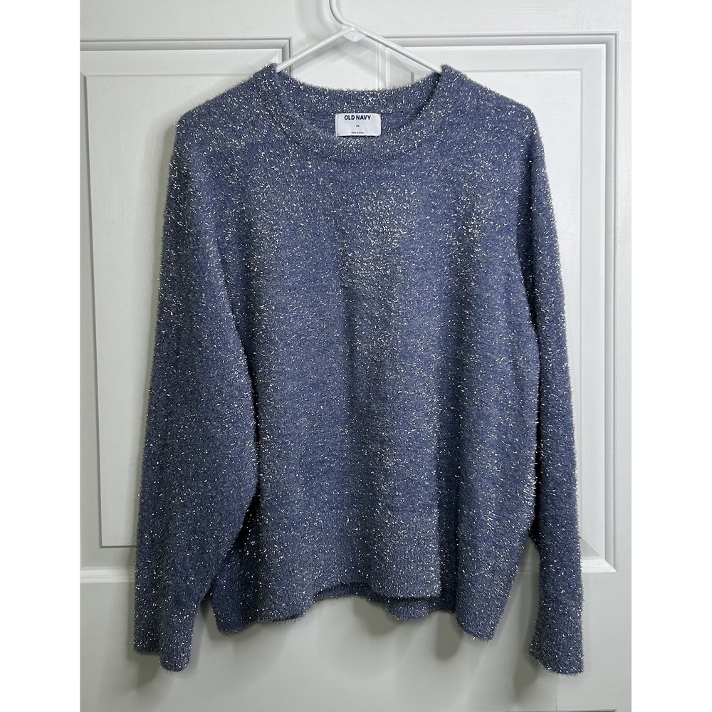 Old Navy Eyelash Shine Sweater Womens 3X Periwinkle Shimmer